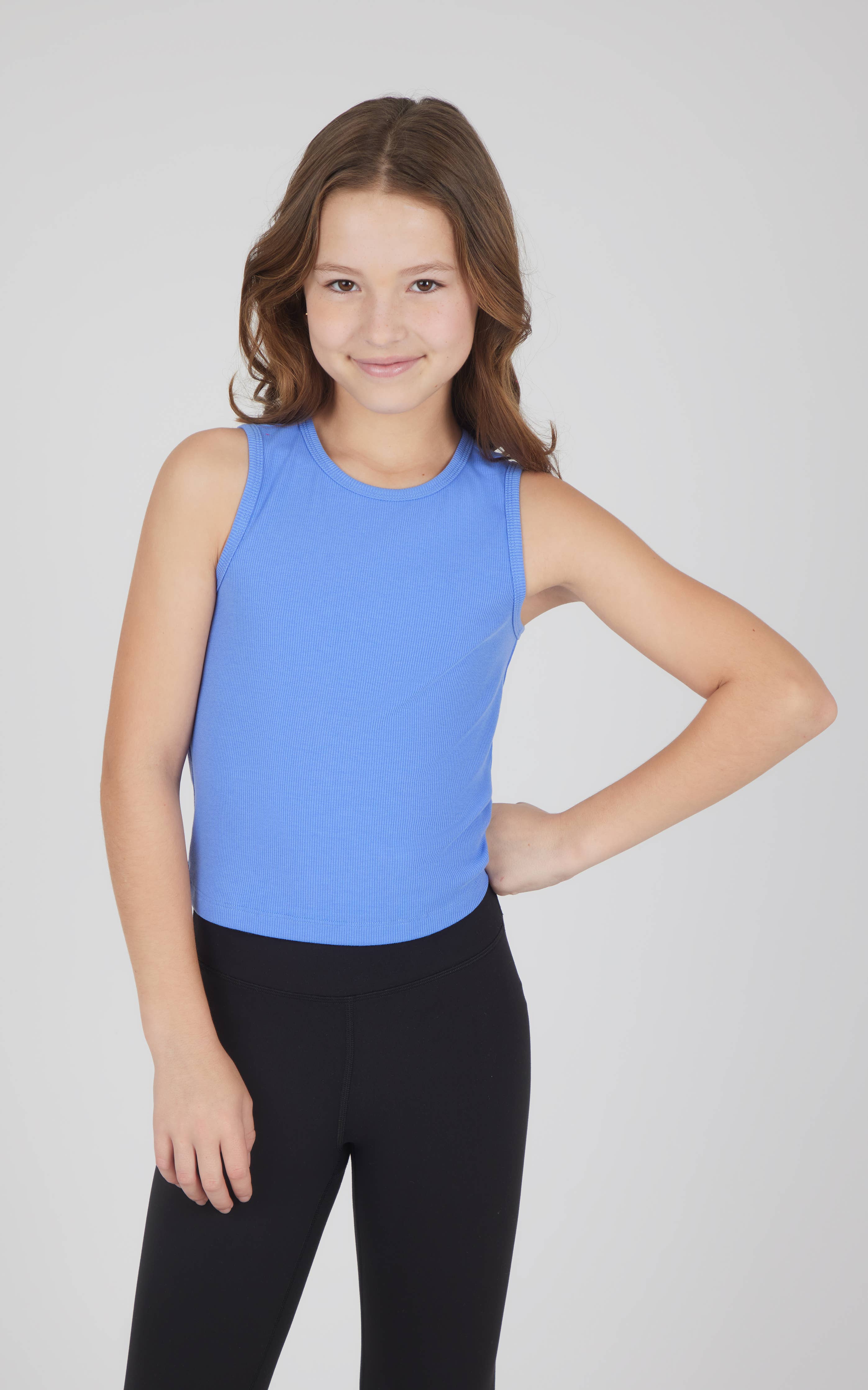 Girls Rib Basic Fitted Tank Top: Persian Jewel