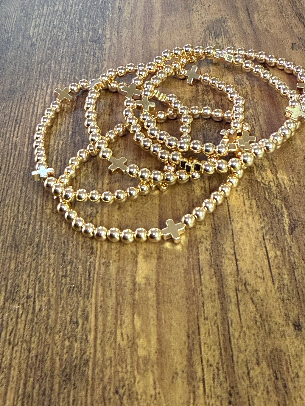 Gold Bracelet w/ Cross Accent SET of 5