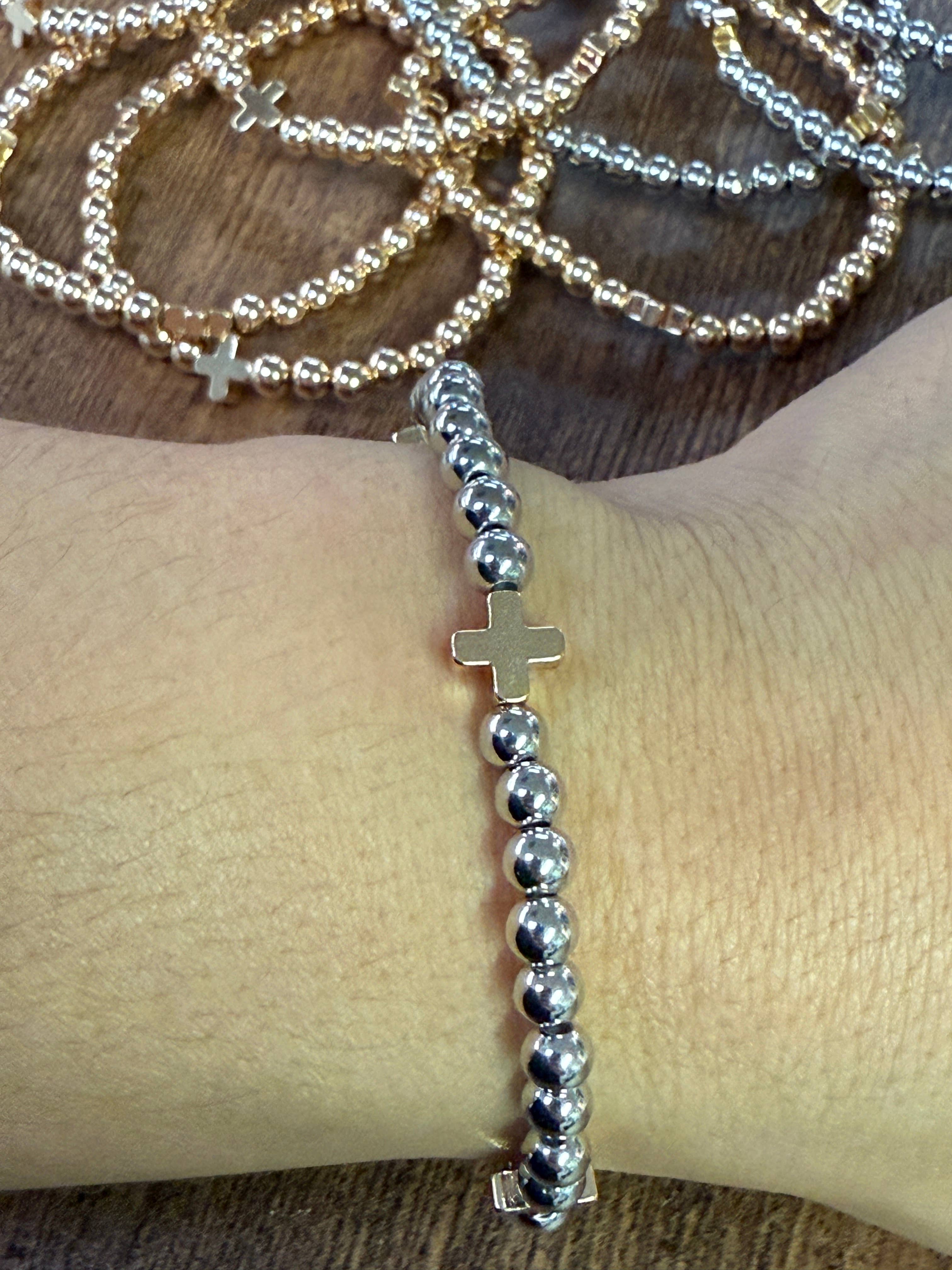 Gold Bracelet w/ Cross Accent SET of 5