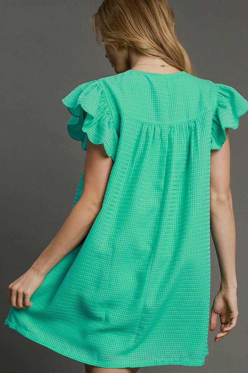 Checker Organza Front Tie Dress