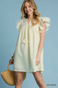 Checker Organza Front Tie Dress