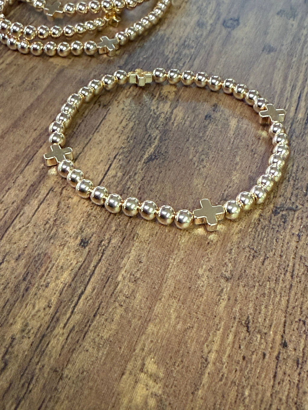 Gold Bracelet w/ Cross Accent SET of 5