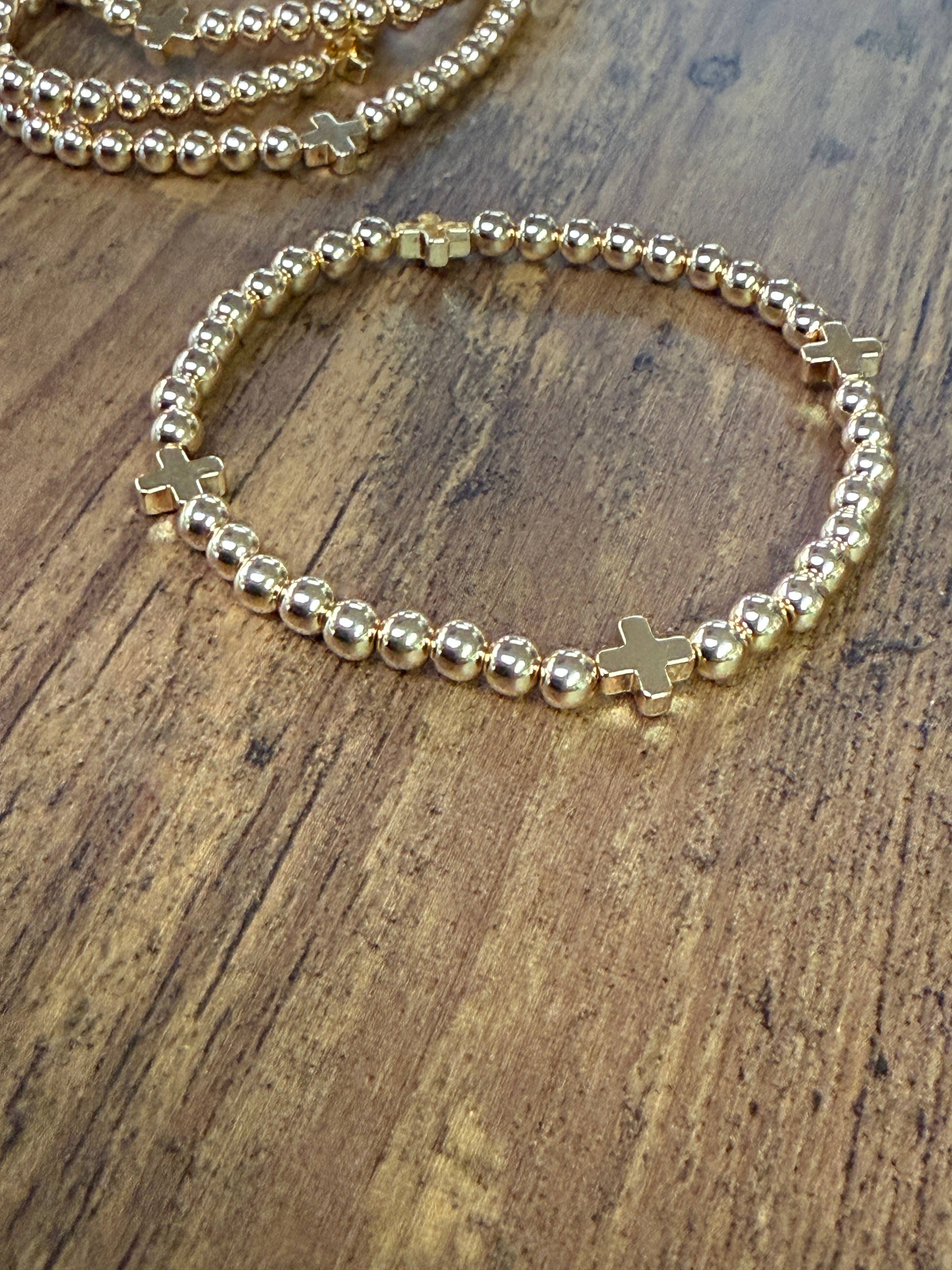 Gold Bracelet w/ Cross Accent SET of 5