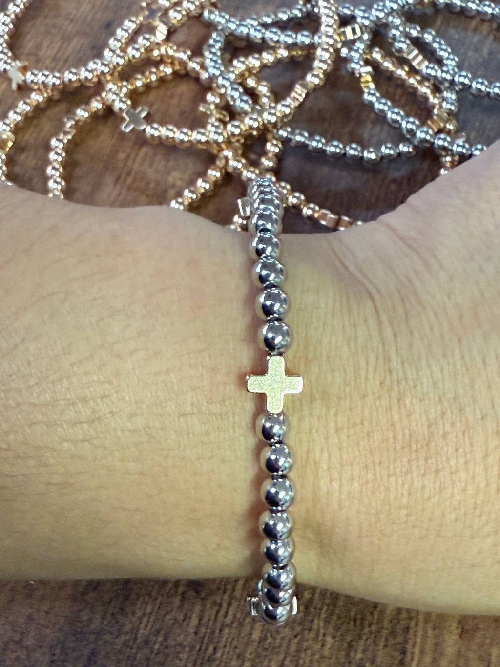 Gold Bracelet w/ Cross Accent SET of 5