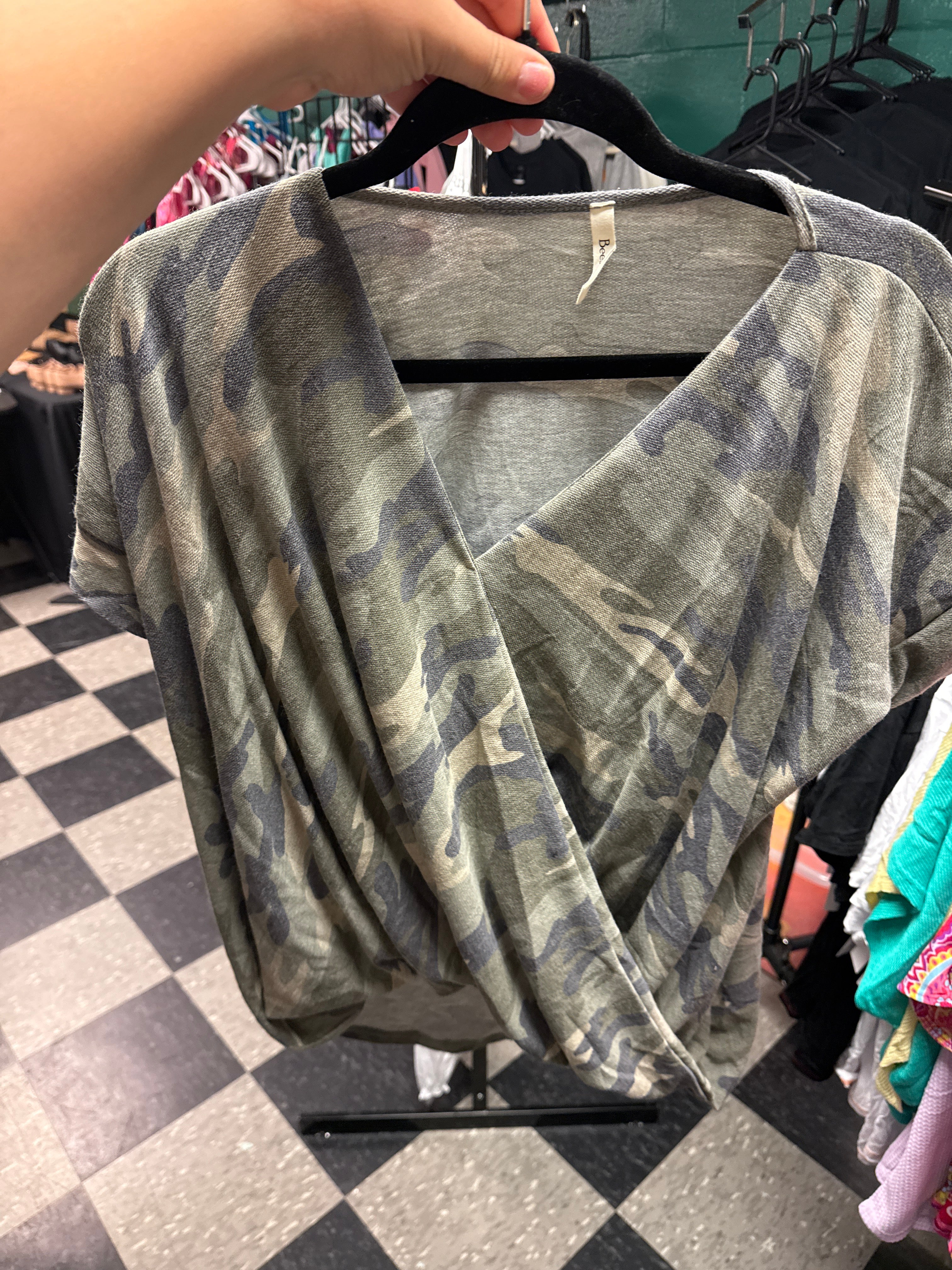 Camo cross top