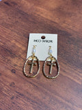 Gold Oval & Cross Earrings