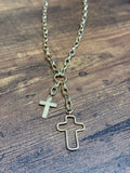 Gold Multi Cross Pendants Necklace