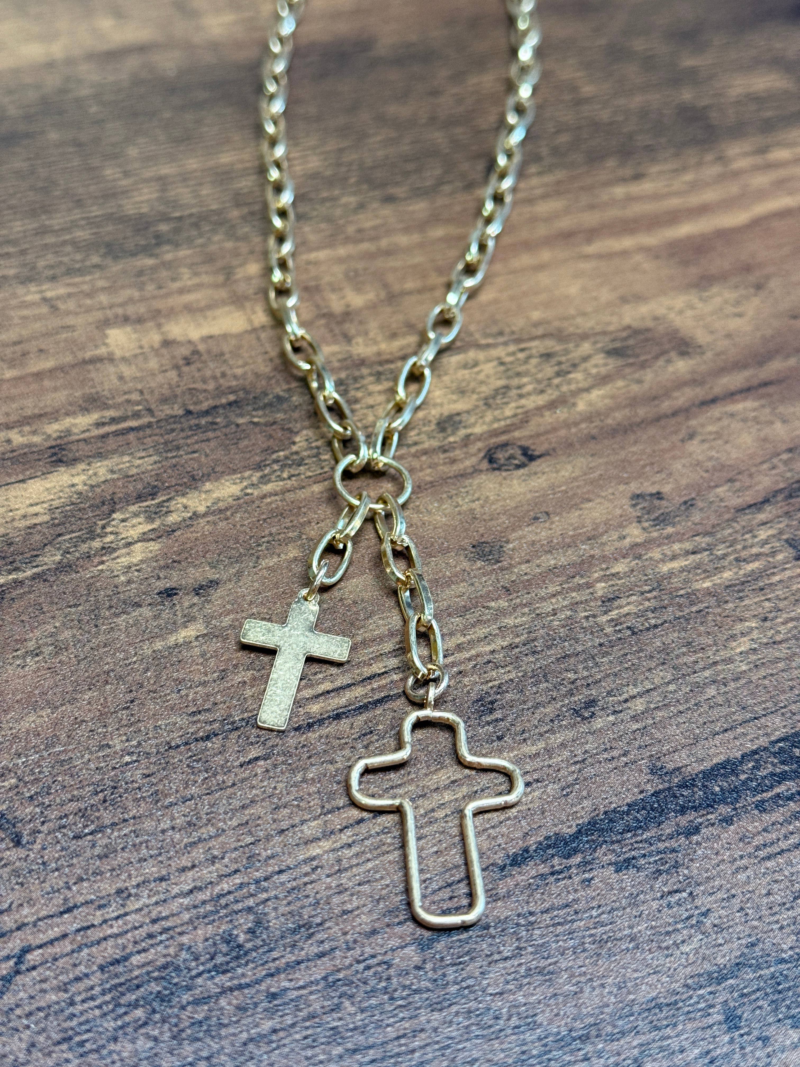 Gold Multi Cross Pendants Necklace