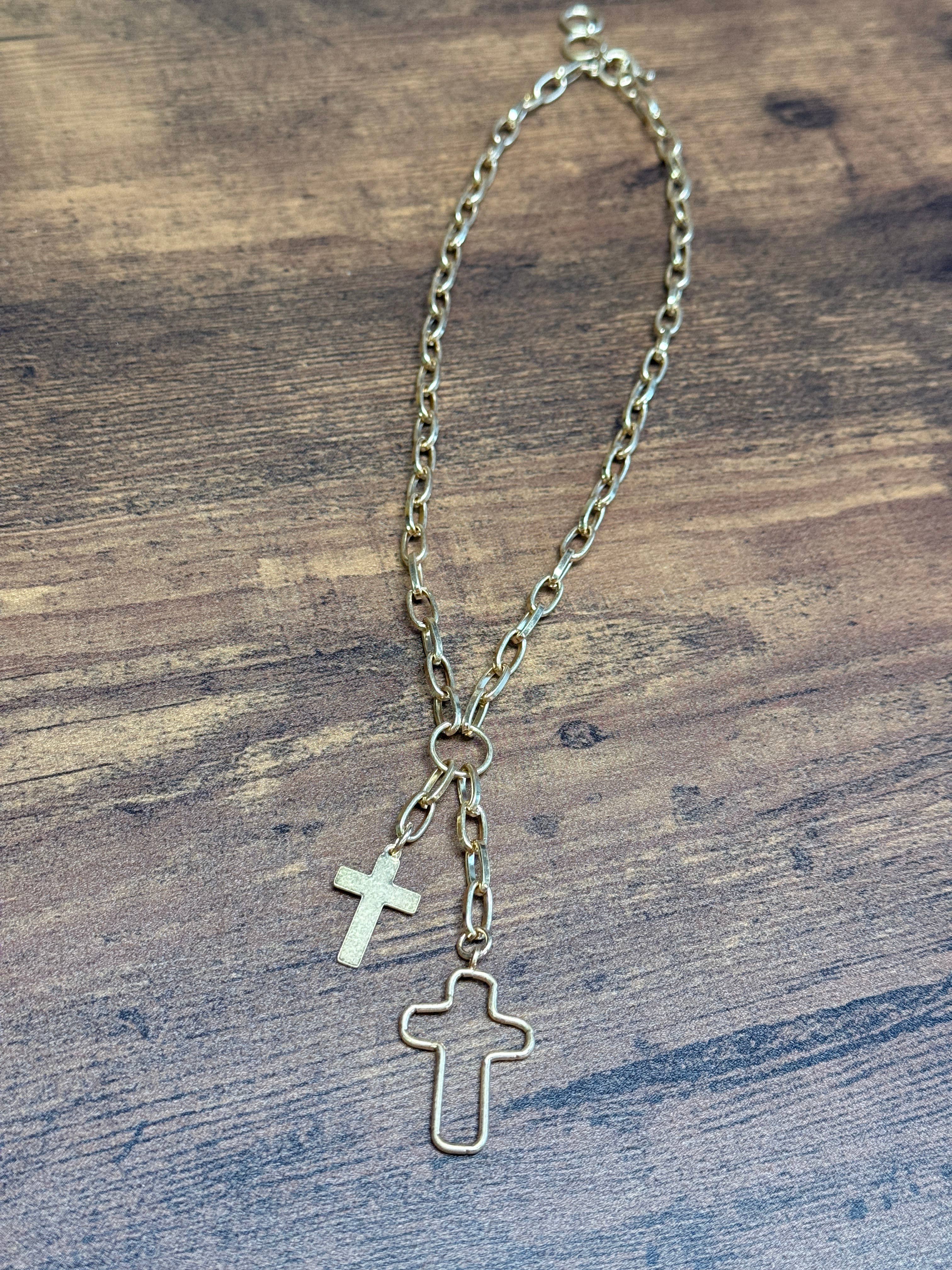 Gold Multi Cross Pendants Necklace