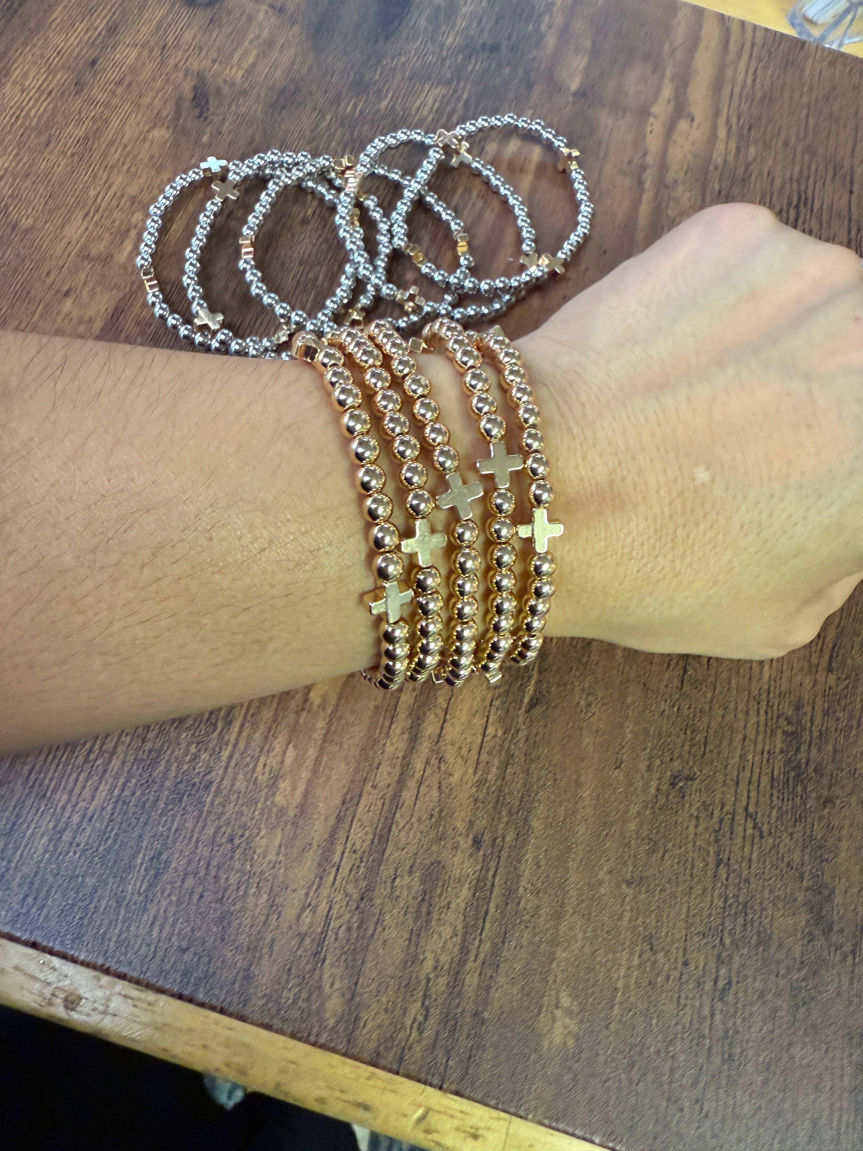 Gold Bracelet w/ Cross Accent SET of 5