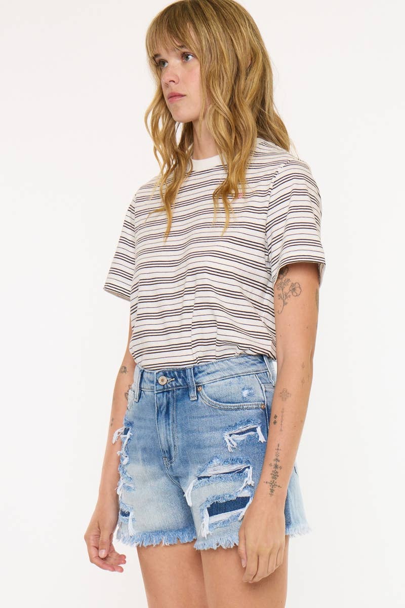 KanCan HIGH RISE MOM SHORTS