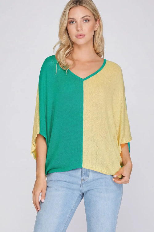 Color Block V-Neck