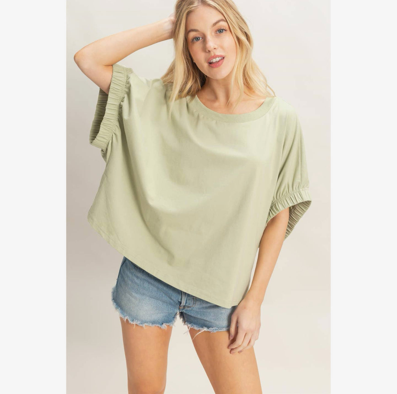 Oversized Elastic Cuff Top