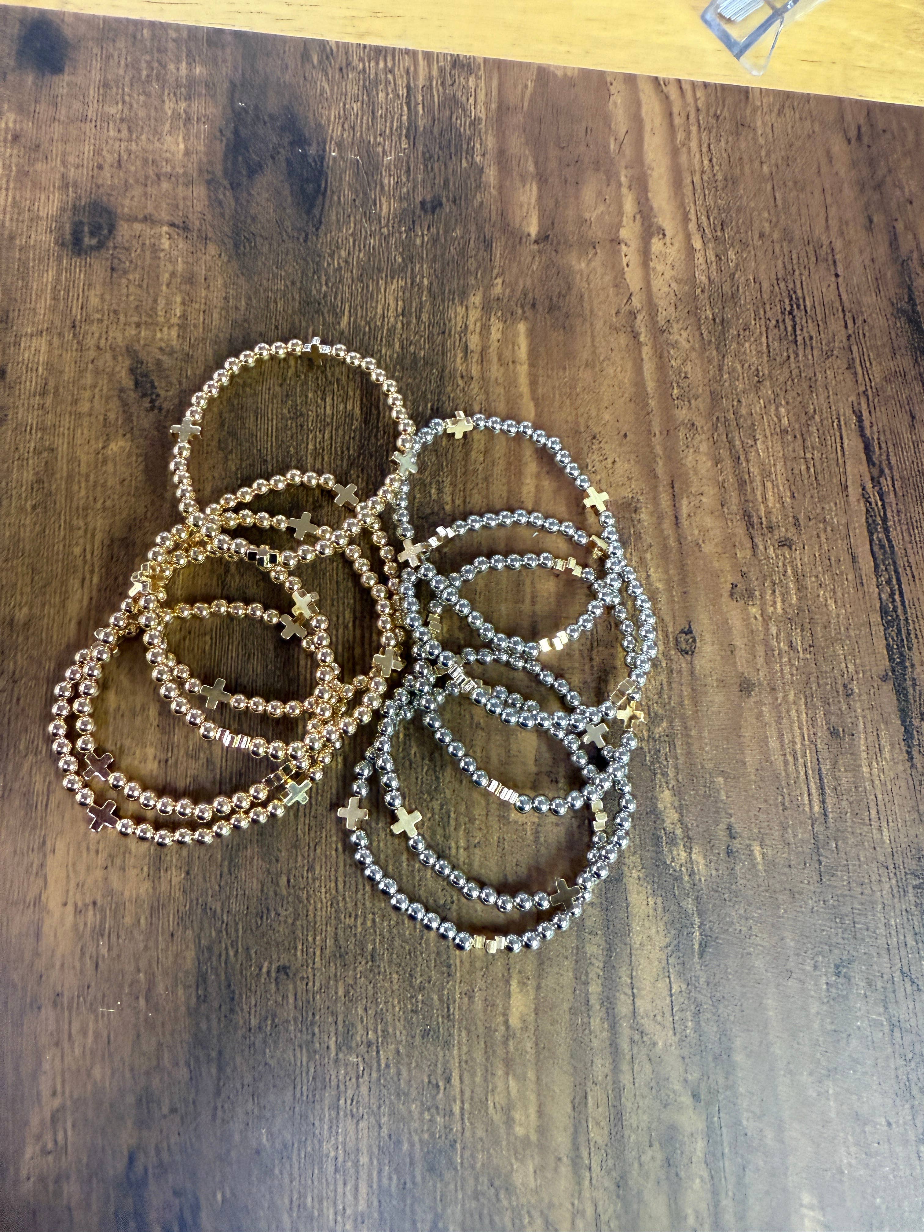 Gold Bracelet w/ Cross Accent SET of 5