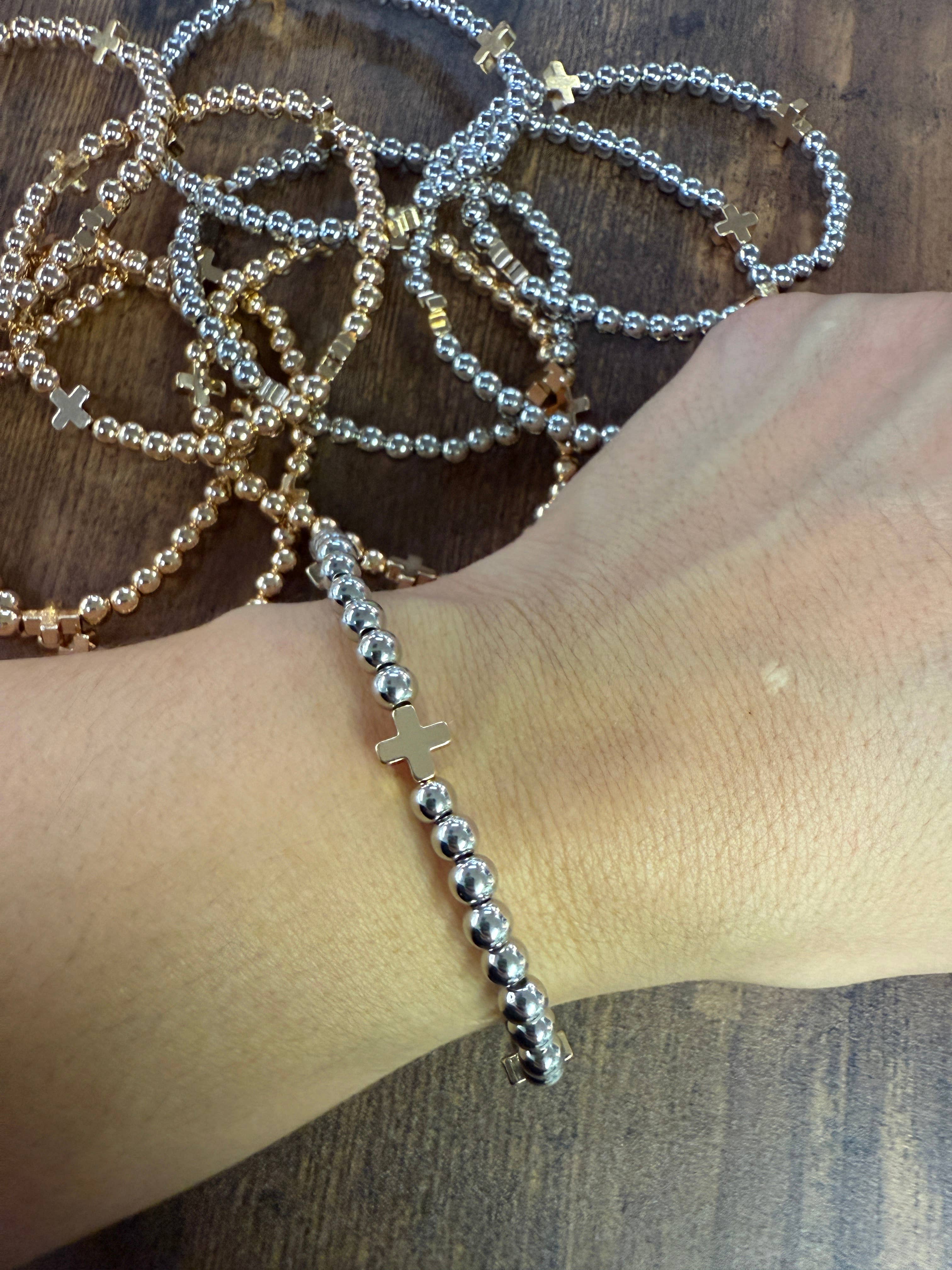 Gold Bracelet w/ Cross Accent SET of 5