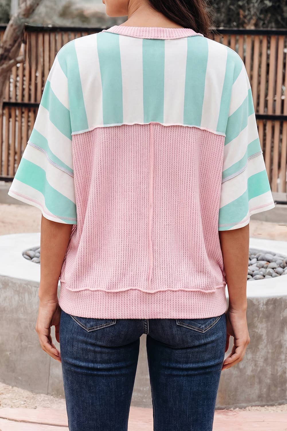 Ribbed Patchwork Oversized Tee