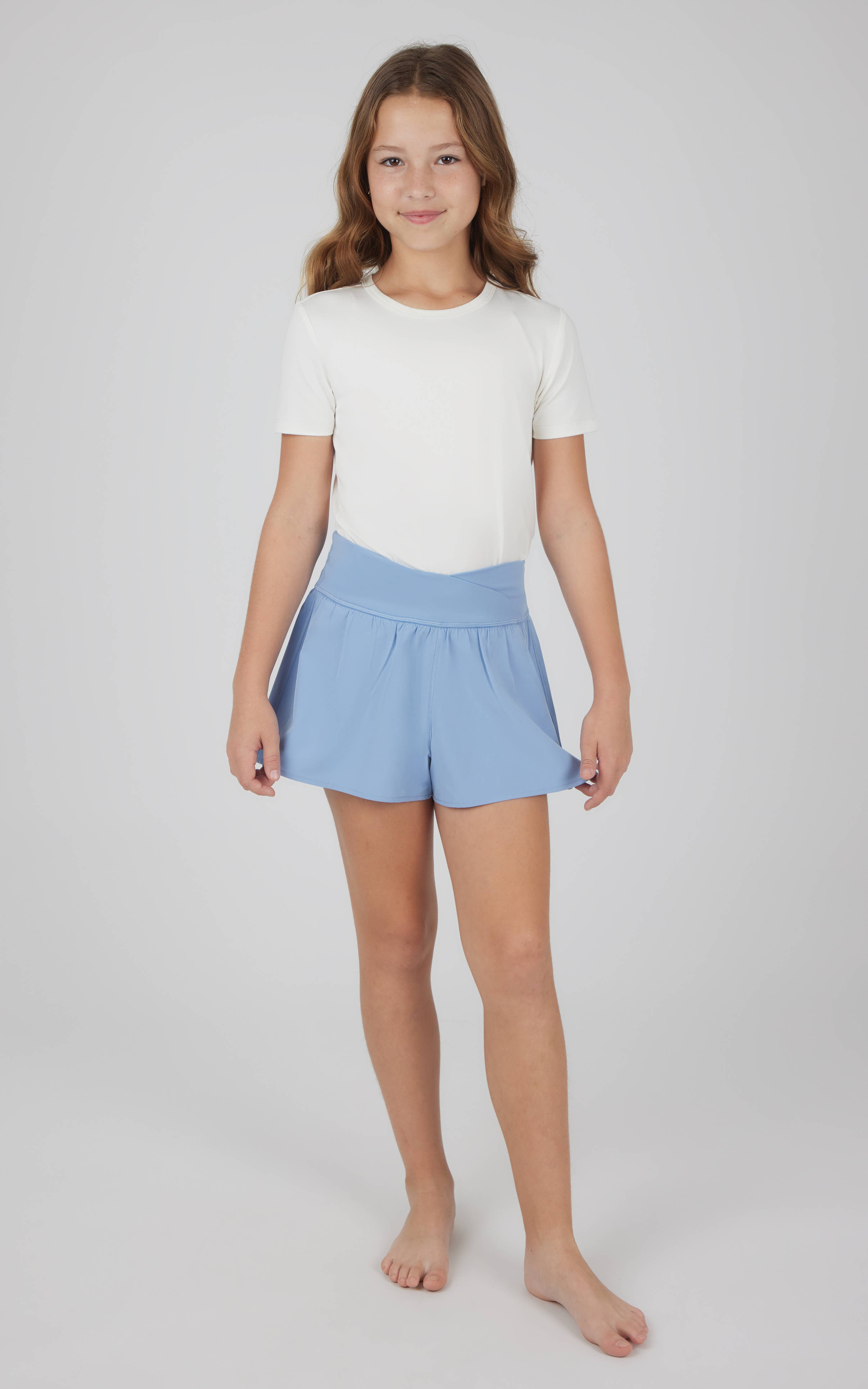 Girls Crossover Hybrid Short with Inner Pant: OCEANTIDE