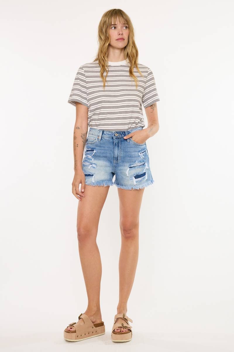 KanCan HIGH RISE MOM SHORTS
