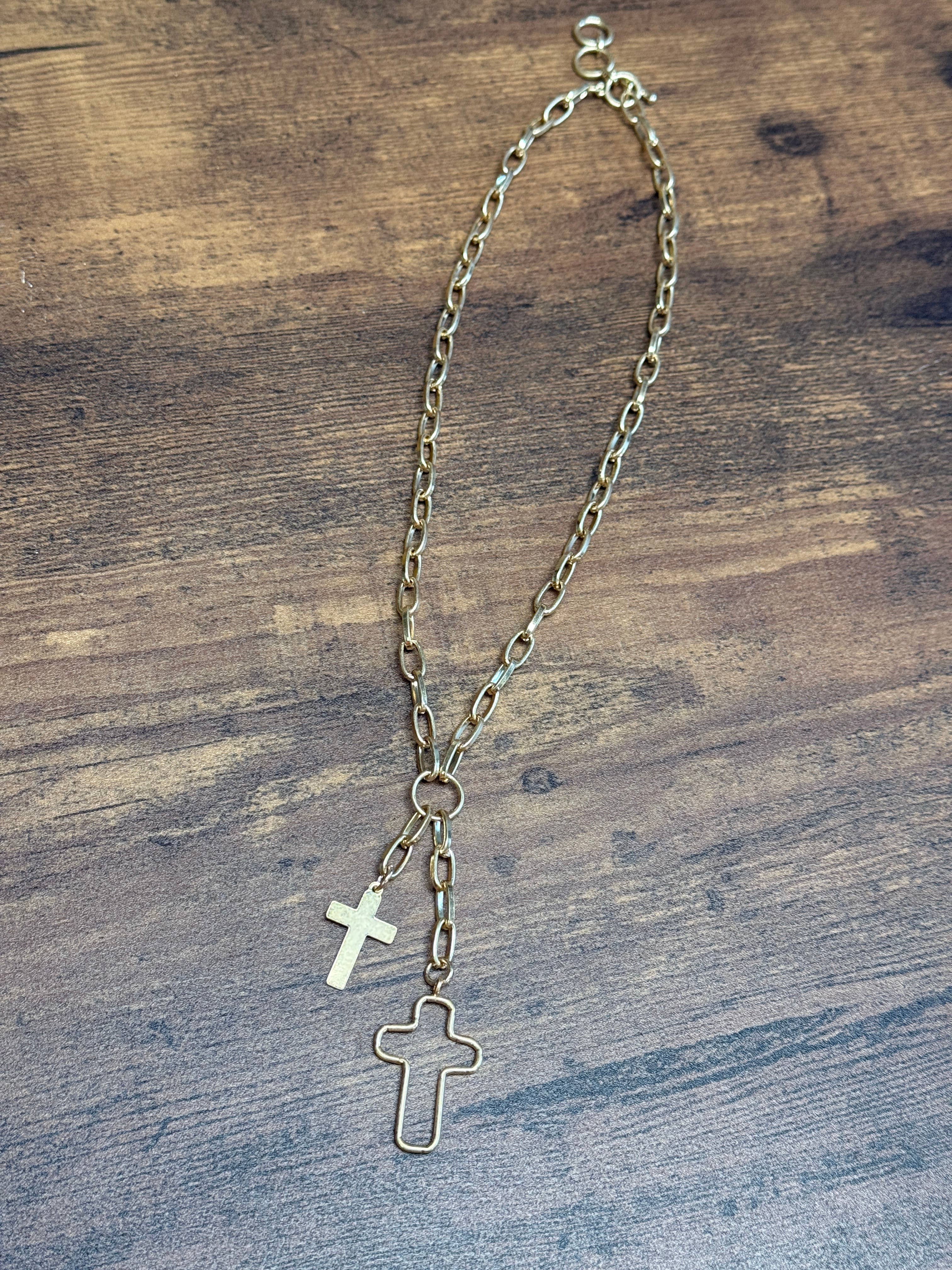 Gold Multi Cross Pendants Necklace