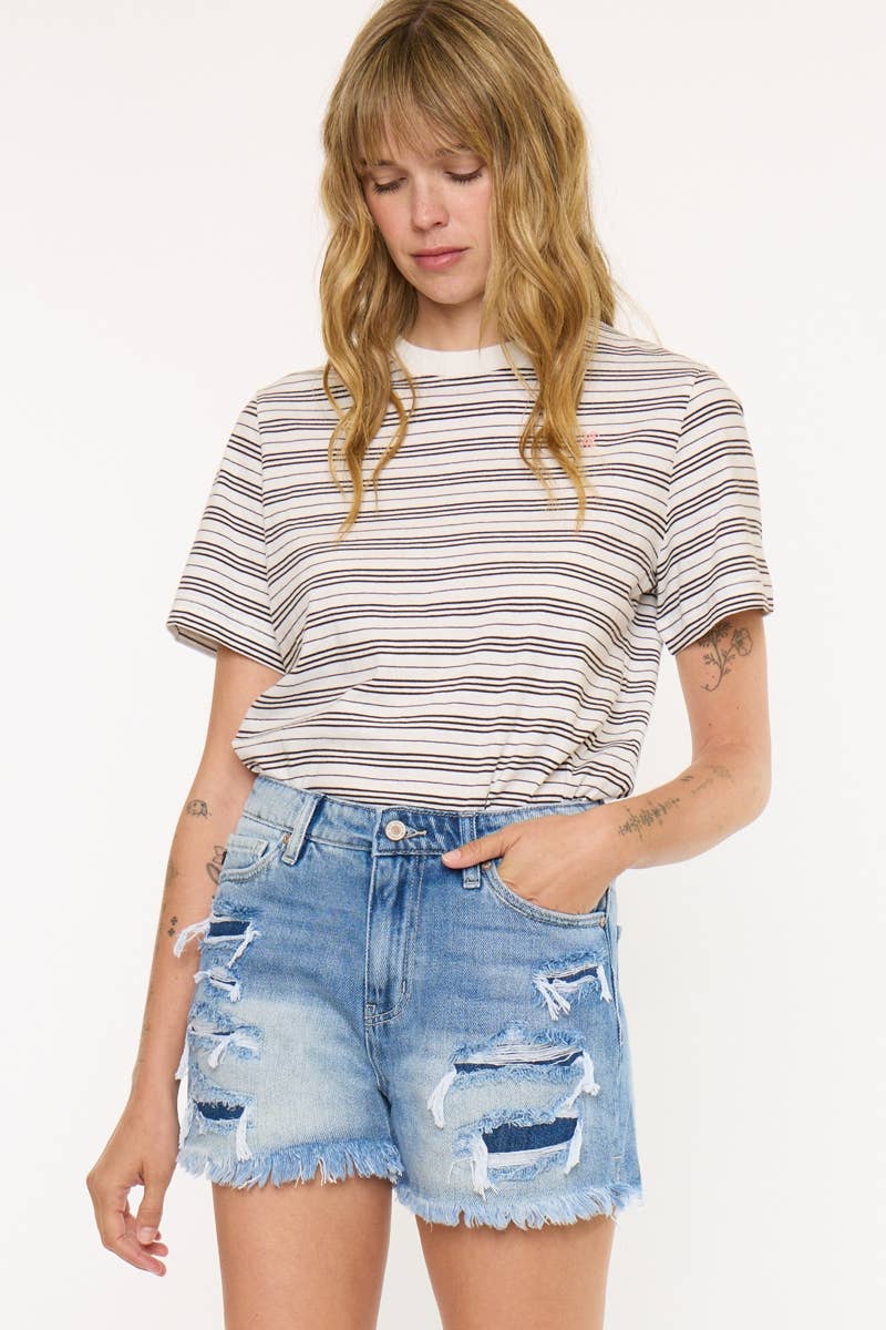 KanCan HIGH RISE MOM SHORTS